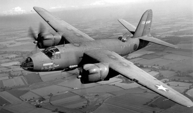 Martin B-26B Marauder A Kay Pro’s Dream in flight during WWII (US Air Force)